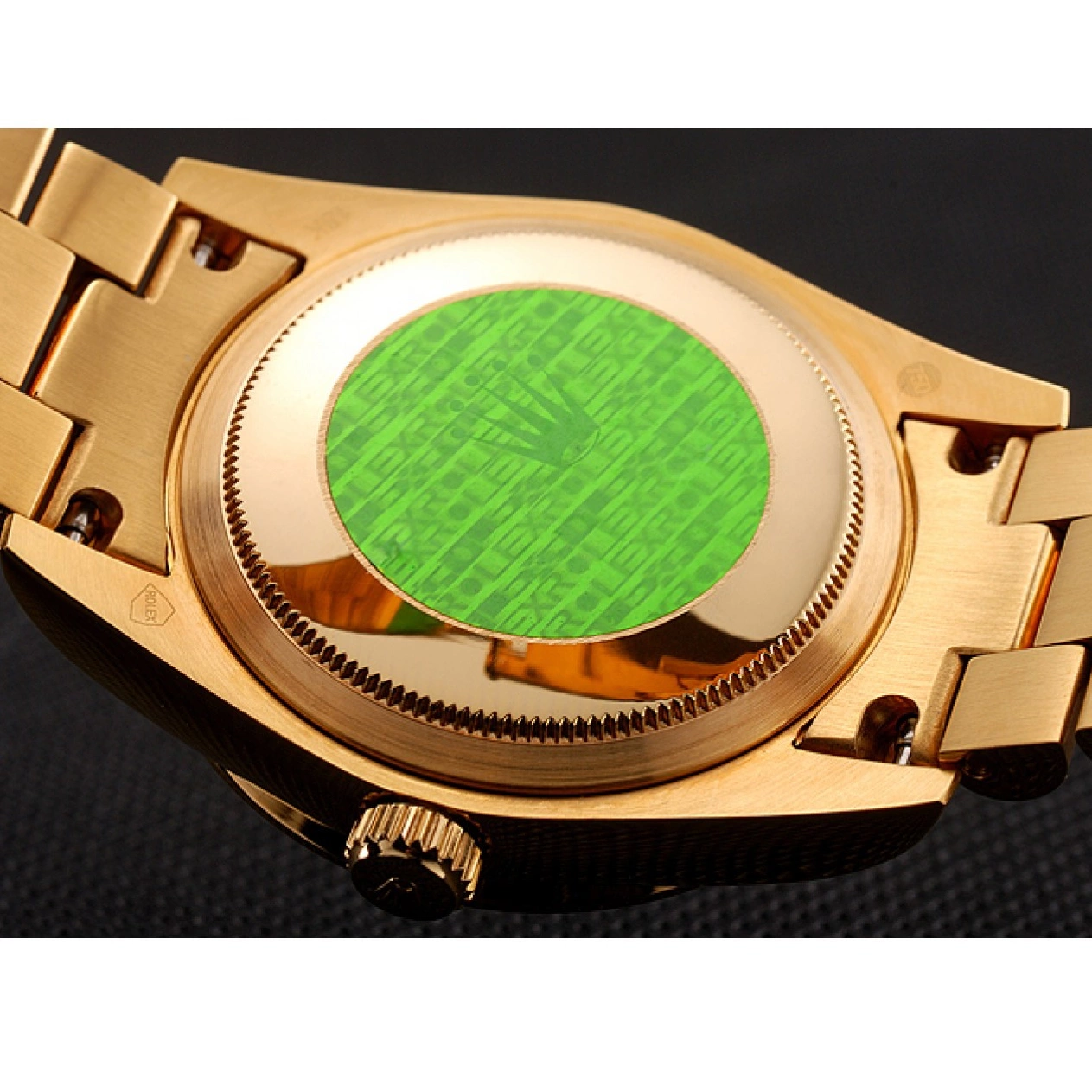 Aaa replica Swiss Diamond 1453956 Gold Bracelet Diamond Pave Day-Date Rolex Dial 0731